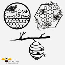 Load image into Gallery viewer, Black iron metal bee garden wall art