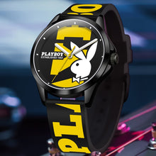 Load image into Gallery viewer, PLAYBOY Men's Black & Yellow Silicone Sports Watch