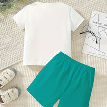 Load image into Gallery viewer, Boys cartoon bee cool t-shirt & shorts set in white green