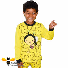 Load image into Gallery viewer, Boys&#39; bee honeycomb pattern pyjamas