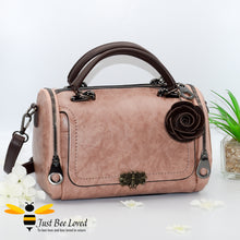 Load image into Gallery viewer, Dusky pink faux leather boston bee bag