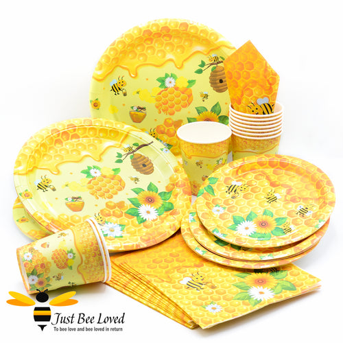 Honey Bees beehive tableware party paper plates cups napkins