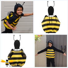 Load image into Gallery viewer, Kids unisex bee tunic top and hood antennae costume set