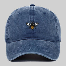 Load image into Gallery viewer, Men's bee embroidered navy blue washed effect baseball cap