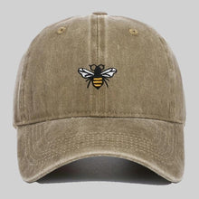 Load image into Gallery viewer, Men's bee embroidered washed effect khaki beige baseball cap
