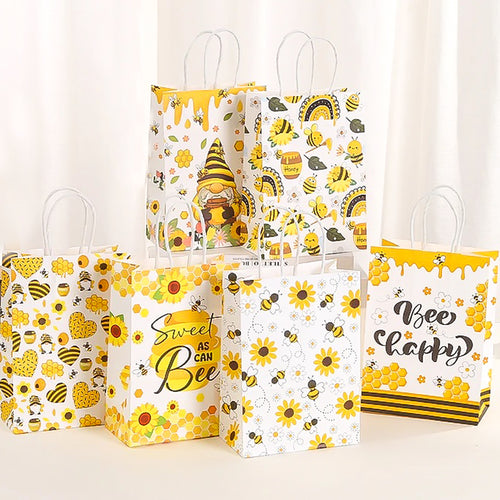 12 pack bees party cake favour gift bags with handles