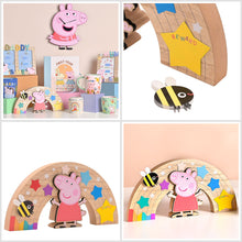 Load image into Gallery viewer, Peppa Pig & friendly bee Wooden Rainbow reward chart