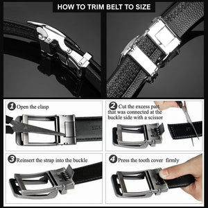 Automatic ratchet belt trimming instructions