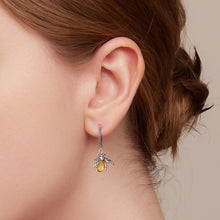 Load image into Gallery viewer, Sterling silver honey bee fish-hook drop earrings