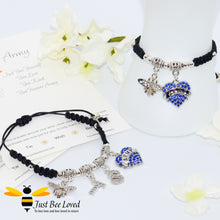 Load image into Gallery viewer, Handmade BTS Army fan Shamballa bee charm wish bracelet with encouragement card