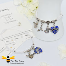 Load image into Gallery viewer, Handmade BTS Army white Shamballa bee charm wish bracelet with encouragement card