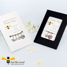 Load image into Gallery viewer, Gift boxed BTS Army Shamballa bee charm wish bracelets with forever army fan encouragement verse cards