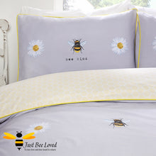 Load image into Gallery viewer, Bee Kind Bumblebees and daisies duvet cover bed set.