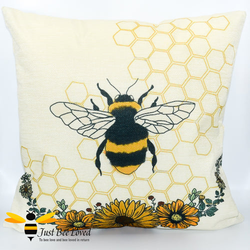 Cream bumblebee honeycomb scatter cushion