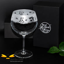Load image into Gallery viewer, Milford frosted stemmed balloon gin glass with bees, flowers and beehive design.