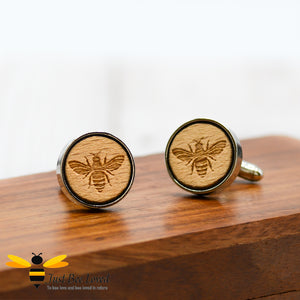 Handmade Wood Engraved Bee Cufflink Gifts For Men