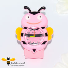Load image into Gallery viewer, Children's Funny Bee Snap Watch in 3 Colours - Pink
