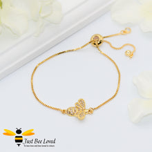 Load image into Gallery viewer, Cubic Zircon Bee Sliding Gold Plated Bracelet Bee Trendy Fashion Jewellery