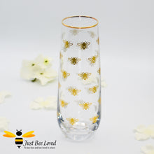 Load image into Gallery viewer, Glittering Queen Bee Glass Stemless Champagne Flute in Matching Gift Box from the Leonardo Collection