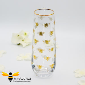 Glittering Queen Bee Glass Stemless Champagne Flute in Matching Gift Box from the Leonardo Collection