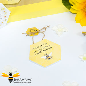 Wooden Mini Gift Signs featuring "Thanks for bee-ing such a great Teacher"  message bee Gifts