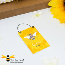 Load image into Gallery viewer, Sentimental wooden mini sign card with bee related message &quot;Queen Bee&quot; and design