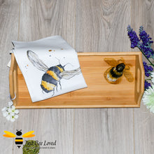 Load image into Gallery viewer, Joanna Williams Somersetbrush hand painted bumble bee serving tray tea towel set