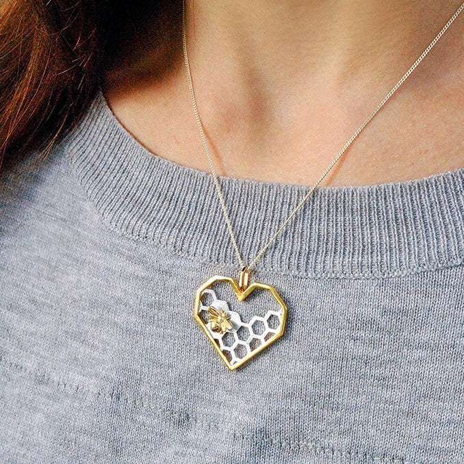 Honeycomb shop heart necklace