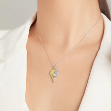 Load image into Gallery viewer, sterling silver necklace featuring a honeycomb shaped pendant with honey drip embellished with a silver bee