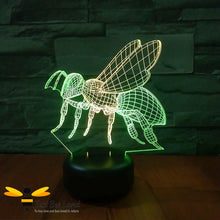 Load image into Gallery viewer, 3D Optical Illusion Honey Bee Colour Changing Lamp
