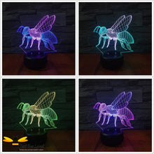Load image into Gallery viewer, 3D Optical Illusion Honey Bee Colour Changing Lamp