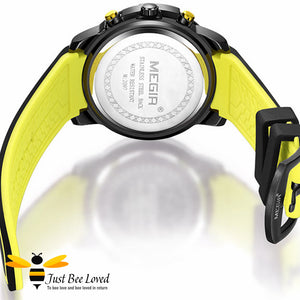 MEGIR Chronograph Men's Sports Wrist Watch Black and Yellow Colours