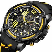 Load image into Gallery viewer, MEGIR Chronograph Men&#39;s Sports Wrist Watch Black and Yellow Colours