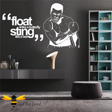 Load image into Gallery viewer, Muhammad Ali Large Wall decor decal with the iconic quote &quot;sting like a bee&quot;
