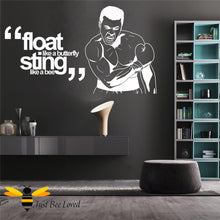 Load image into Gallery viewer, Muhammad Ali Large Wall decor decal with the iconic quote "sting like a bee"