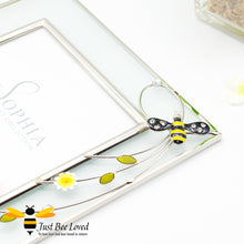 Load image into Gallery viewer, Frosted glass and wire metal detail of bee and flowers photo frame from the Sophia Classic collection