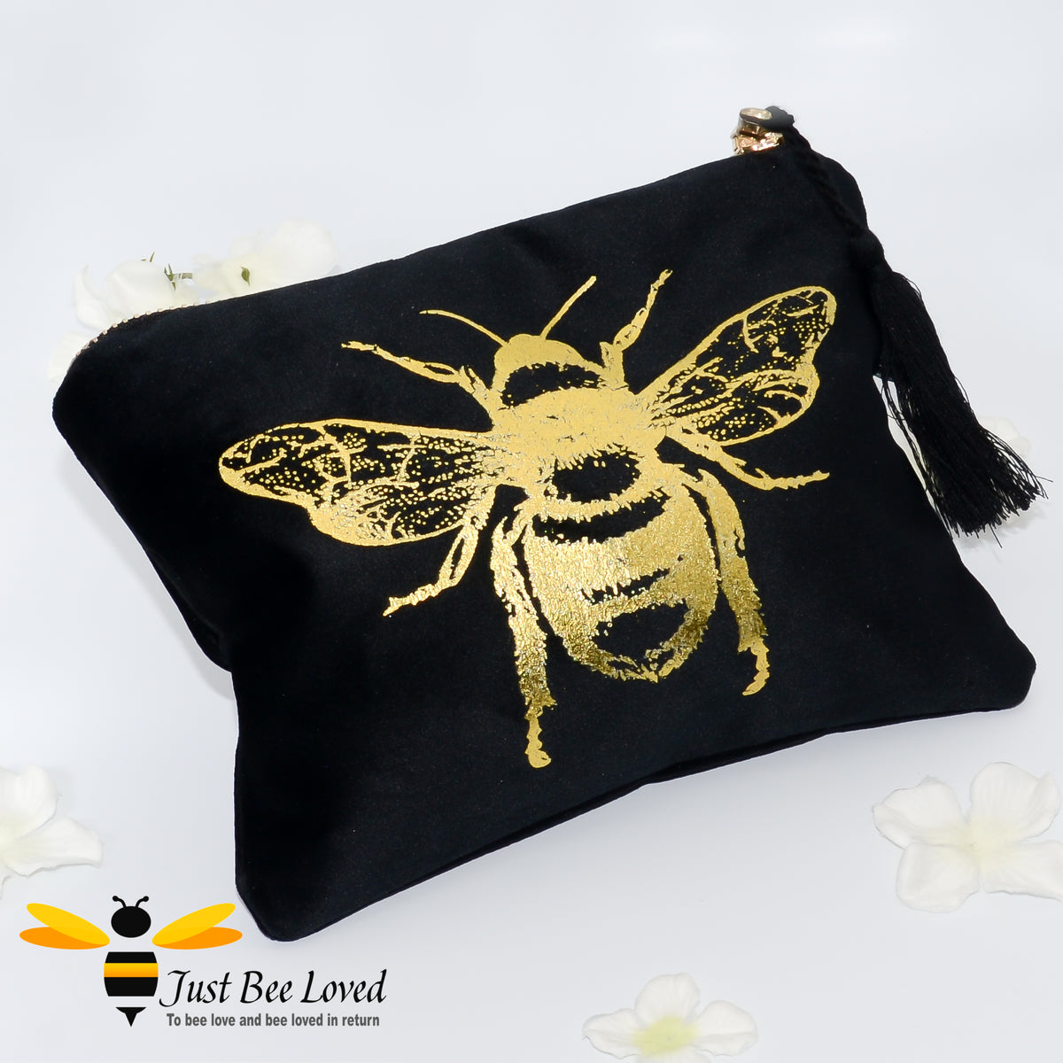 Bee Cosmetic Bag Dark Grey and White Cotton Bee Print Makeup -  UK