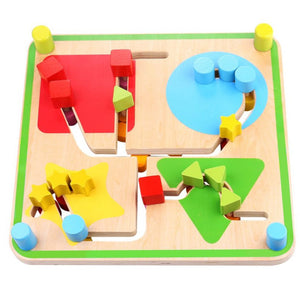 Children's wooden reversible bumble bee maze toy
