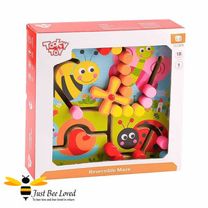 Children's wooden reversible bumble bee maze toy
