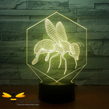 Load image into Gallery viewer, 3D Optical Illusion Honey Bee Colour Changing Lamp