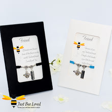 Load image into Gallery viewer, Handmade Shamballa Bee Charm bracelets for friend with sentimental friend verse cards