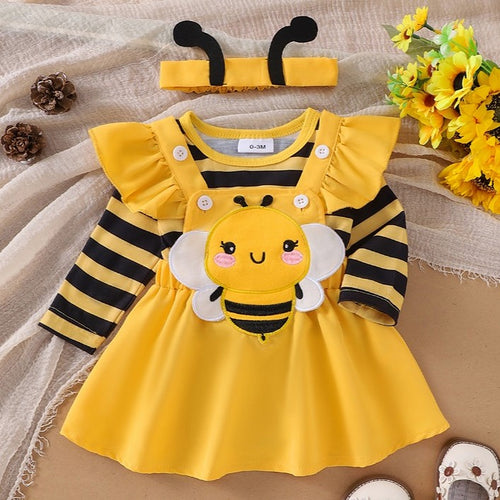 newborn baby girl 3 piece romper bee dress et