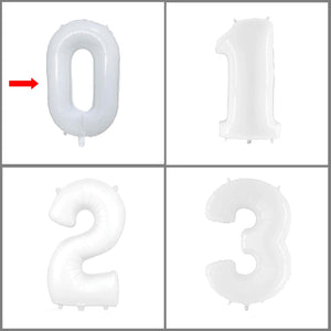 Large numbers white birthday age balloons