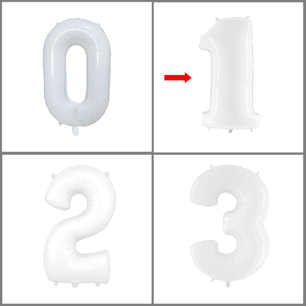 Large numbers white birthday age balloons