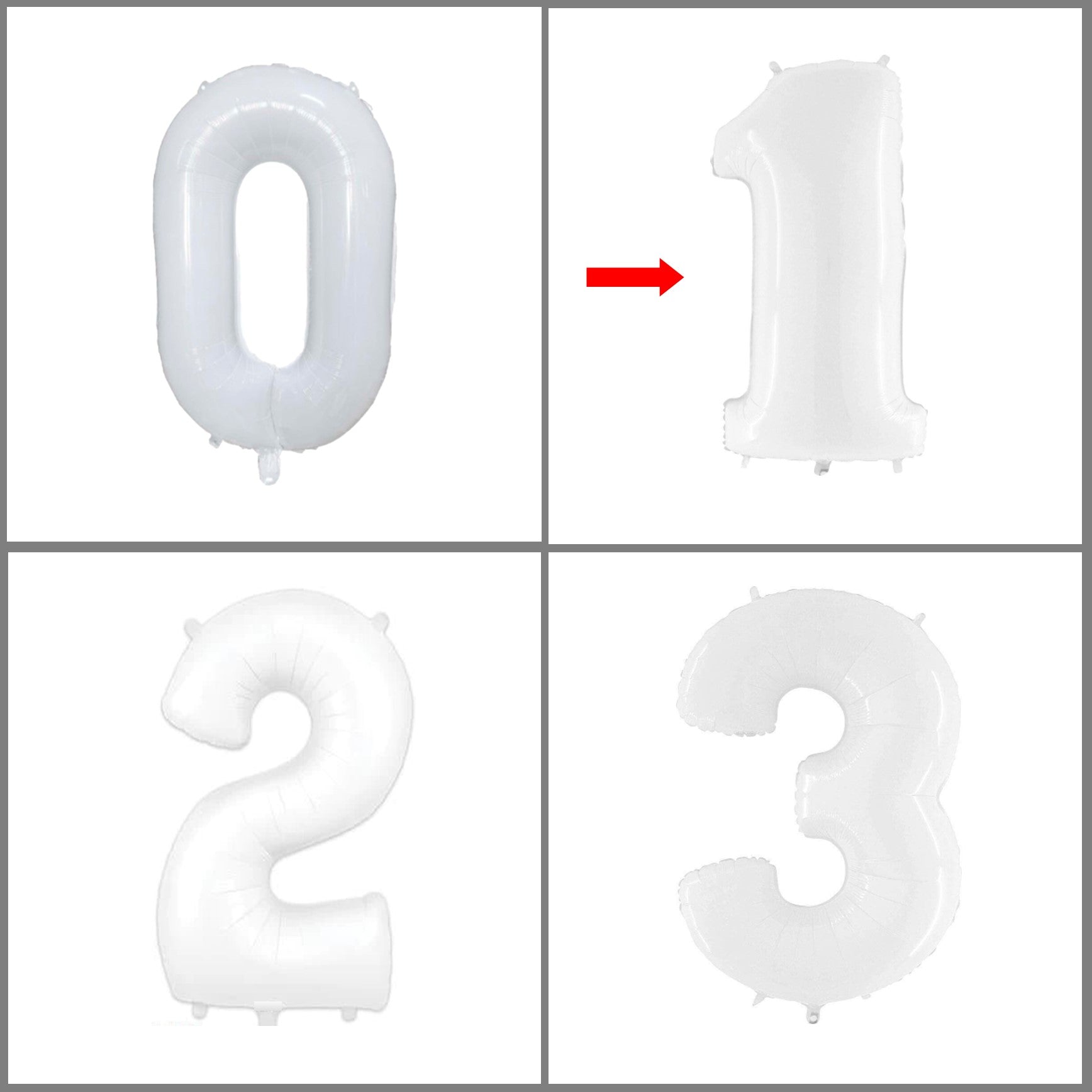 Large numbers white birthday age balloons