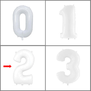 Large numbers white birthday age balloons