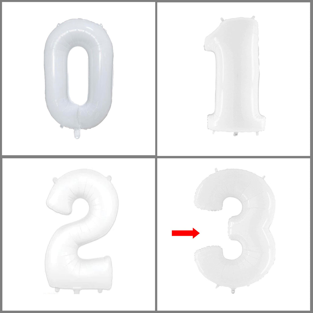 Large numbers white birthday age balloons