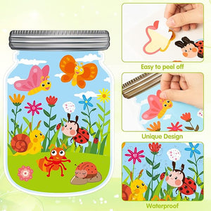 Children's design your own insect bee garden scenery stickers jars