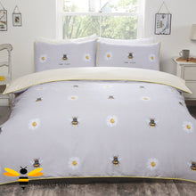 Load image into Gallery viewer, Bee kind bumble bee daisies duvet cover set