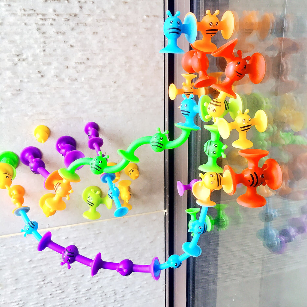 Multi colours bumble bees building suction toys